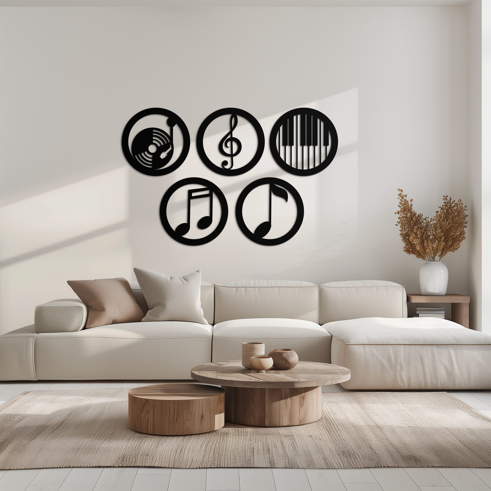Music Notes & Instruments Wall Art - Modern Metal Music Decor- KAF257