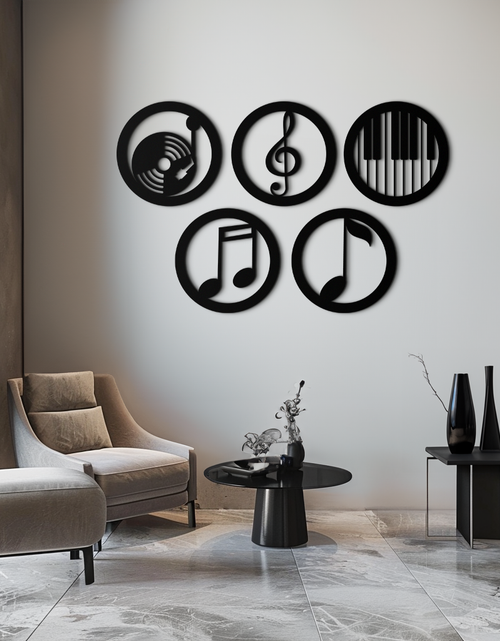 Load image into Gallery viewer, Music Notes &amp; Instruments Wall Art - Modern Metal Music Decor- KAF257

