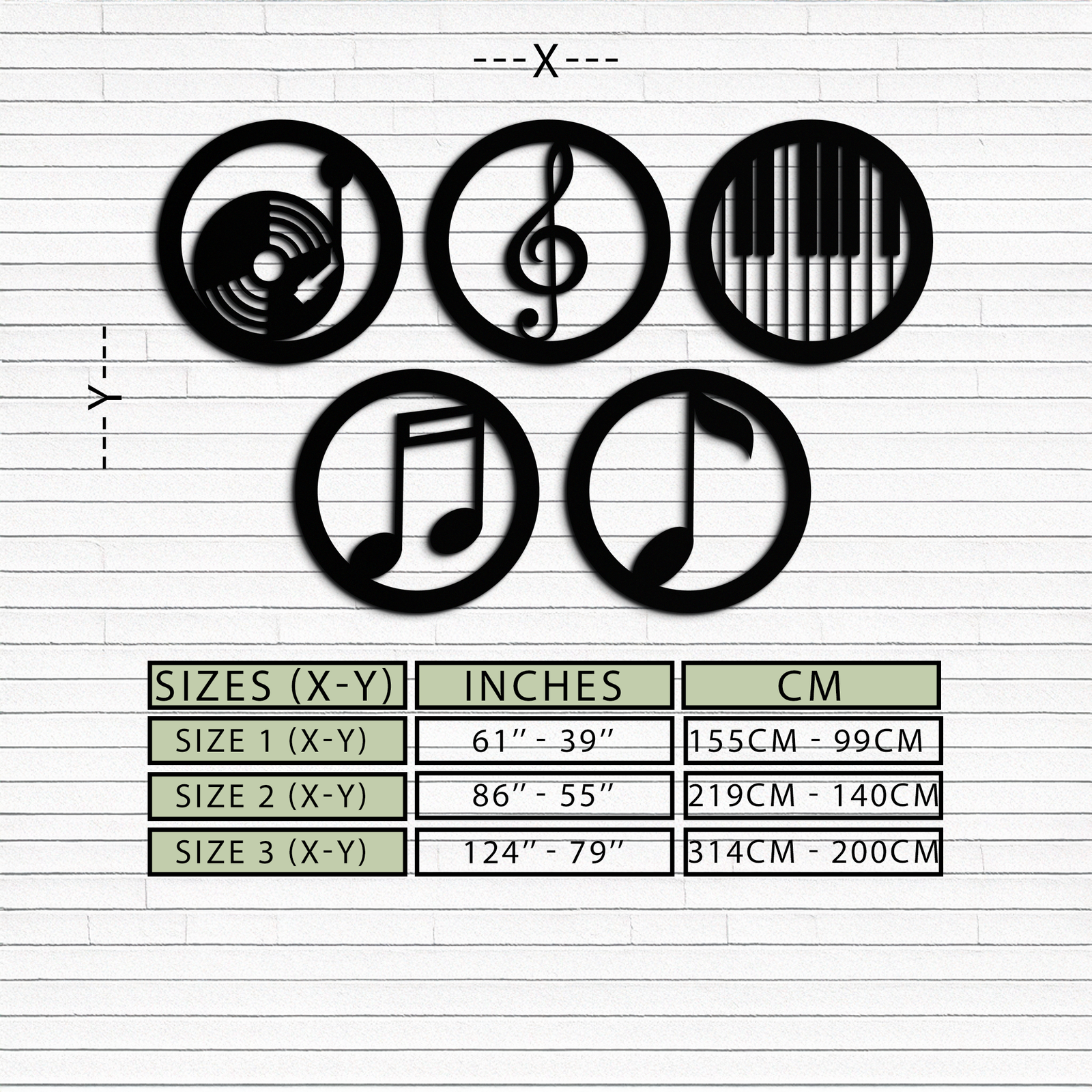 Music Notes & Instruments Wall Art - Modern Metal Music Decor- KAF257