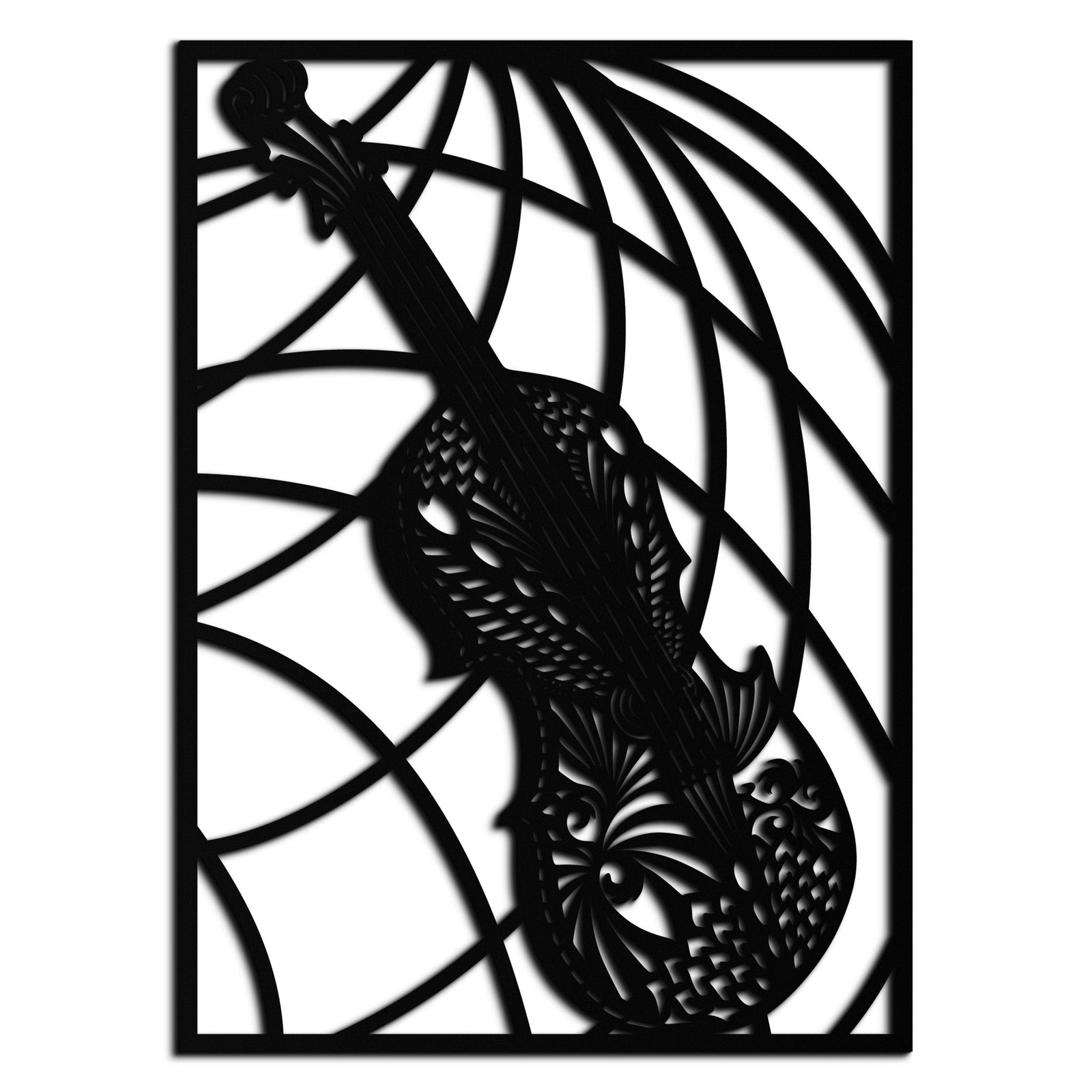Süslemeli Keman Metal Duvar Sanatı - Müzik Aleti Dekoru- KAF259