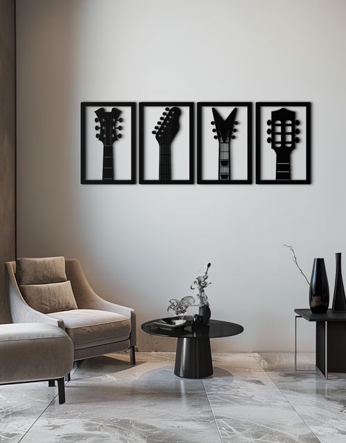 Resmi Galeri görüntüleyicisine yükleyin, Gitar Başlığı Metal Duvar Sanatı - 4 Parça Müzik Dekoru - KAF260
