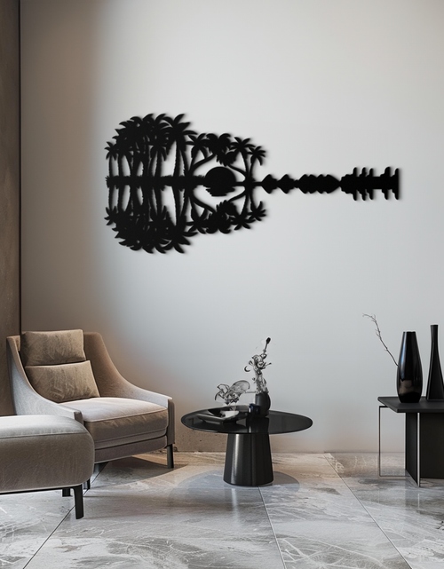 Load image into Gallery viewer, Sunset Guitar Metal Wall Art - Nature-Inspired Music Decor- KAF261
