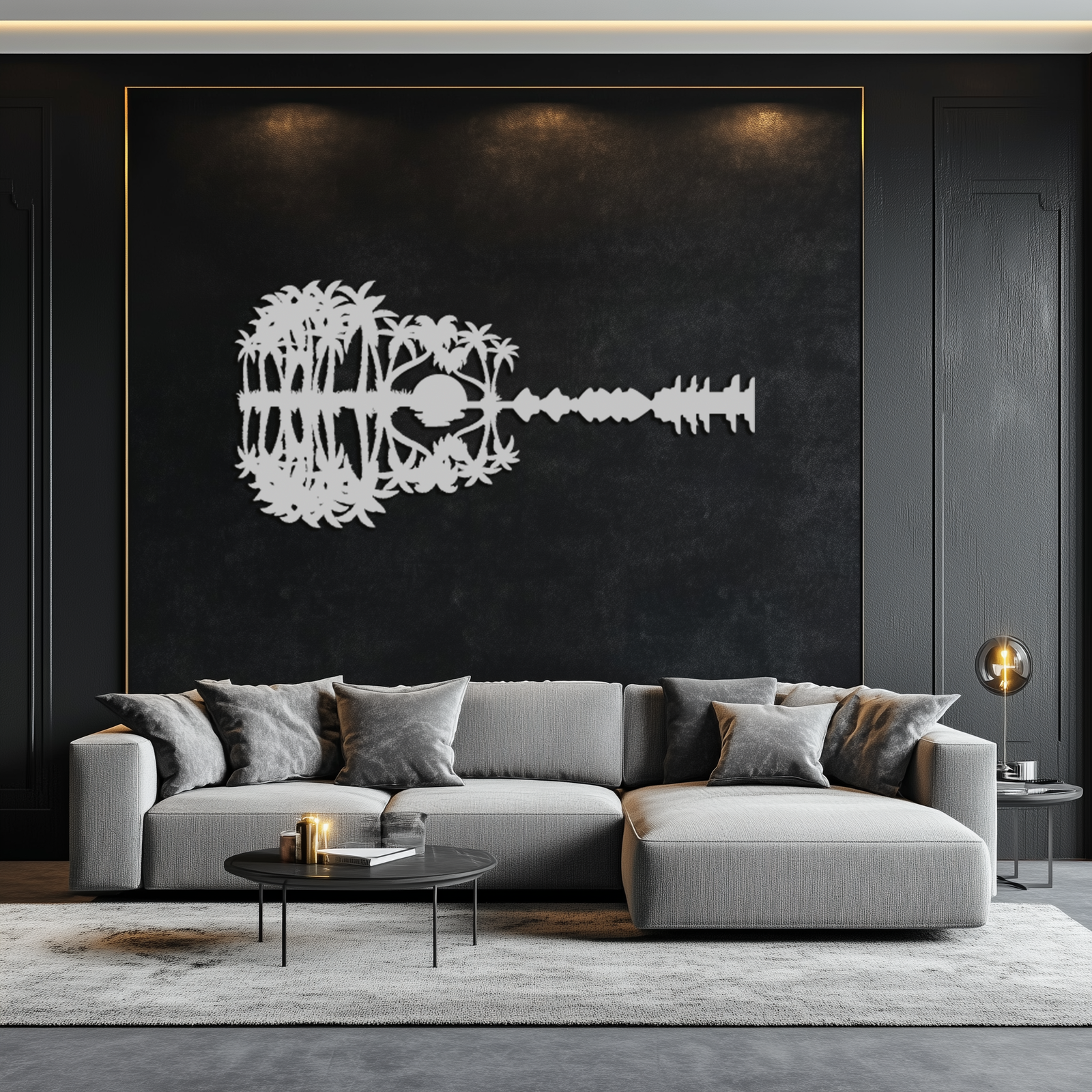 Sunset Guitar Metal Wall Art - Nature-Inspired Music Decor- KAF261