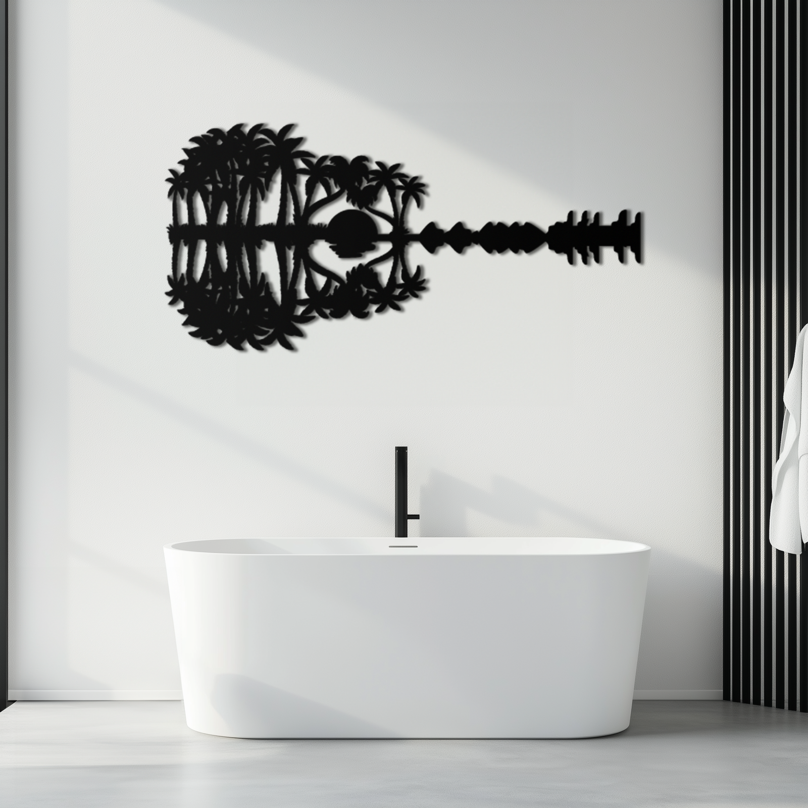 Sunset Guitar Metal Wall Art - Nature-Inspired Music Decor- KAF261