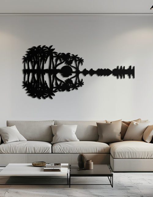 Load image into Gallery viewer, Sunset Guitar Metal Wall Art - Nature-Inspired Music Decor- KAF261

