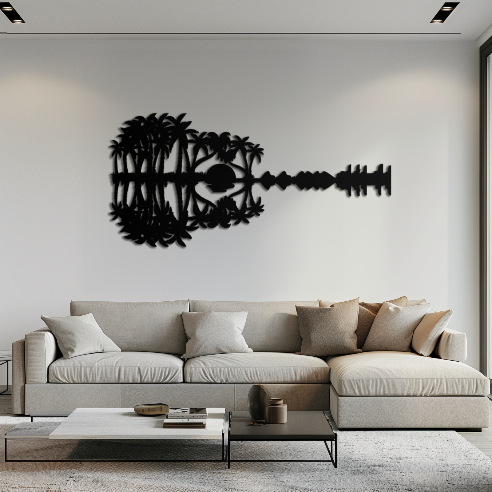 Sunset Guitar Metal Wall Art - Nature-Inspired Music Decor- KAF261