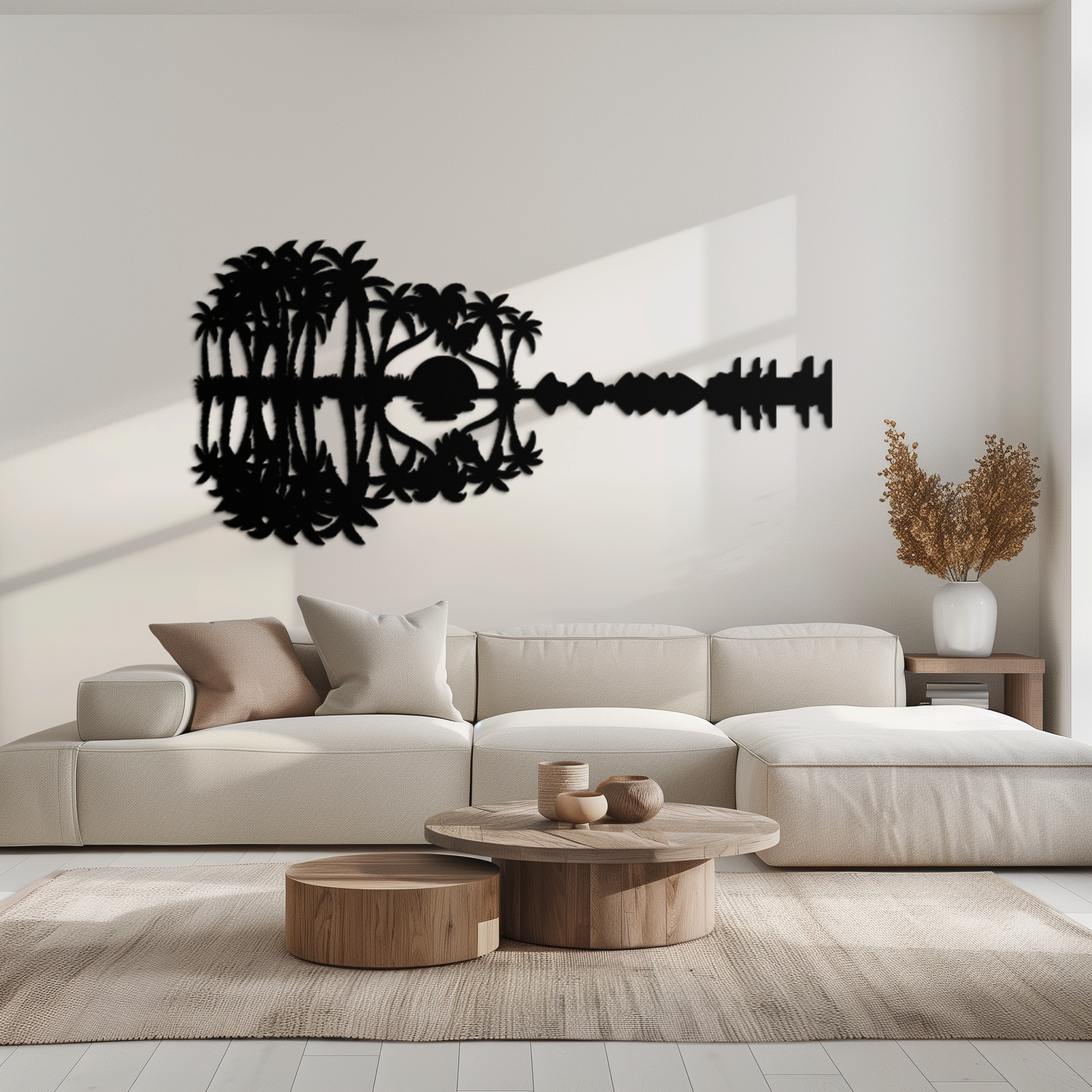 Sunset Guitar Metal Wall Art - Nature-Inspired Music Decor- KAF261