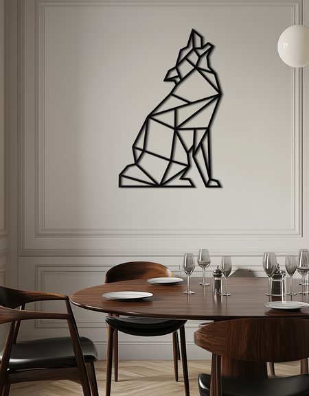 Geometric Wolf Metal Wall Art - Modern Animal Decor- KAF262