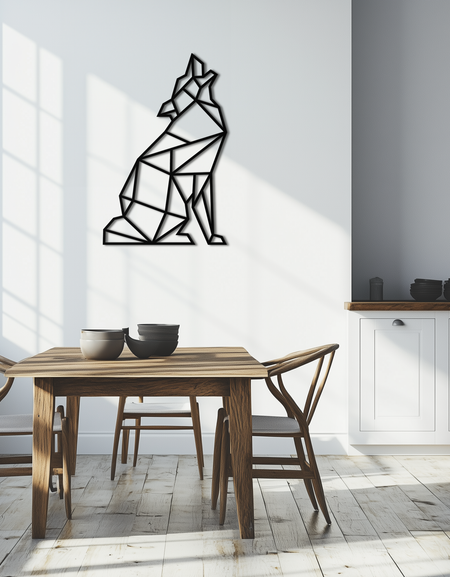 Geometric Wolf Metal Wall Art - Modern Animal Decor- KAF262