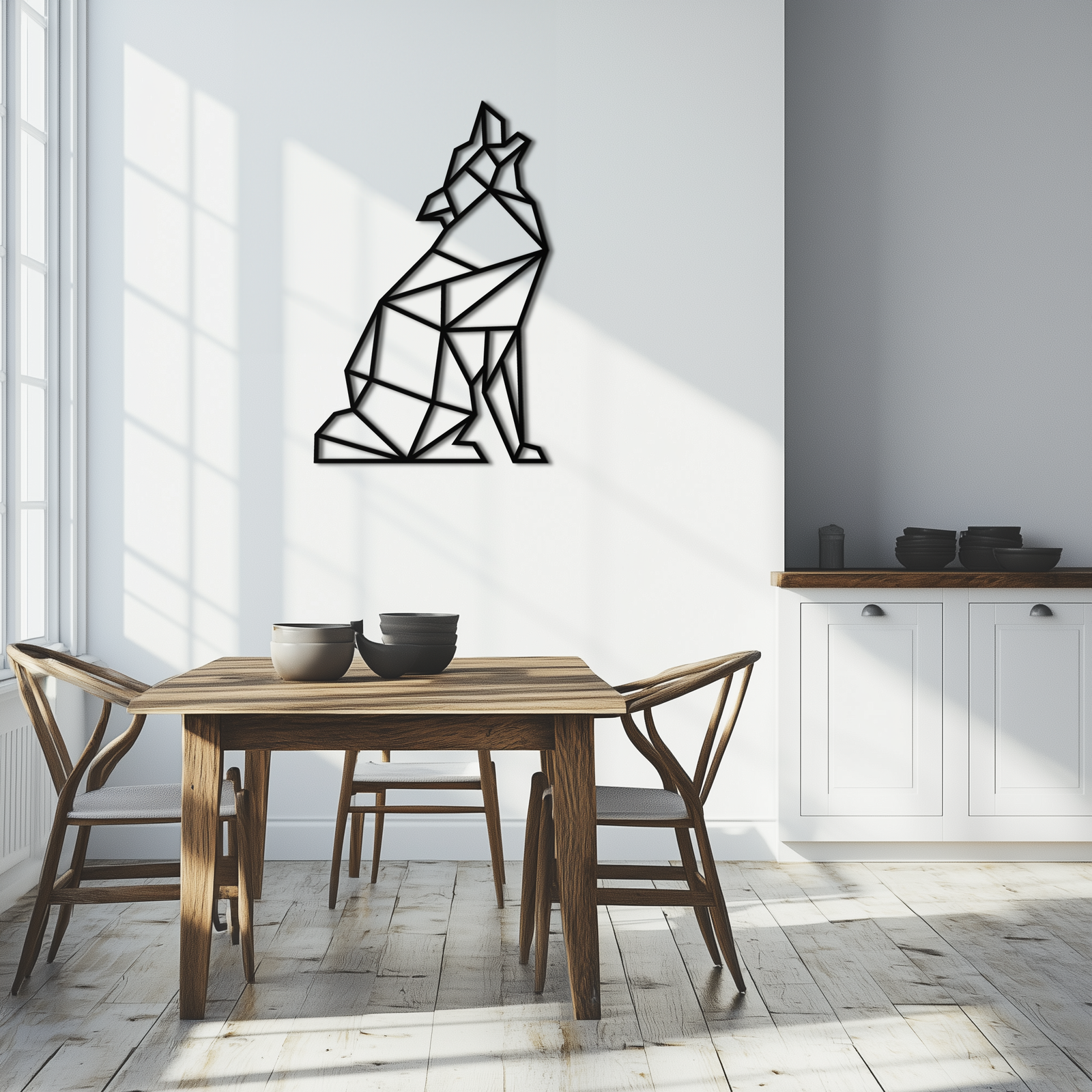 Geometric Wolf Metal Wall Art - Modern Animal Decor- KAF262