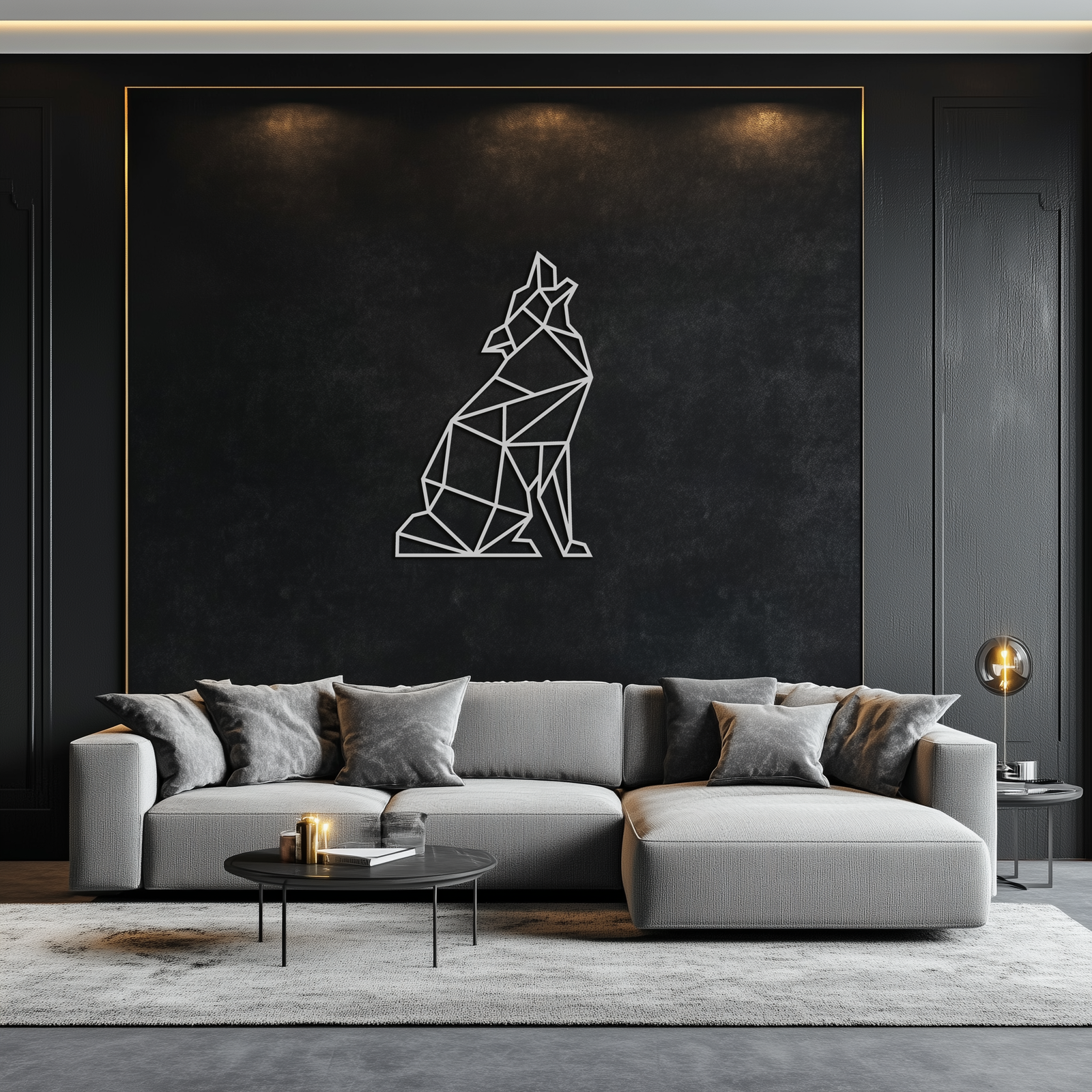 Geometric Wolf Metal Wall Art - Modern Animal Decor- KAF262