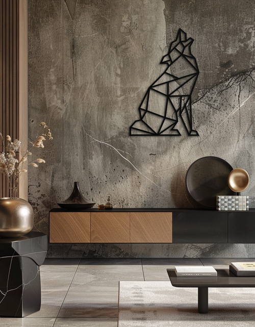 Load image into Gallery viewer, Geometric Wolf Metal Wall Art - Modern Animal Decor- KAF262
