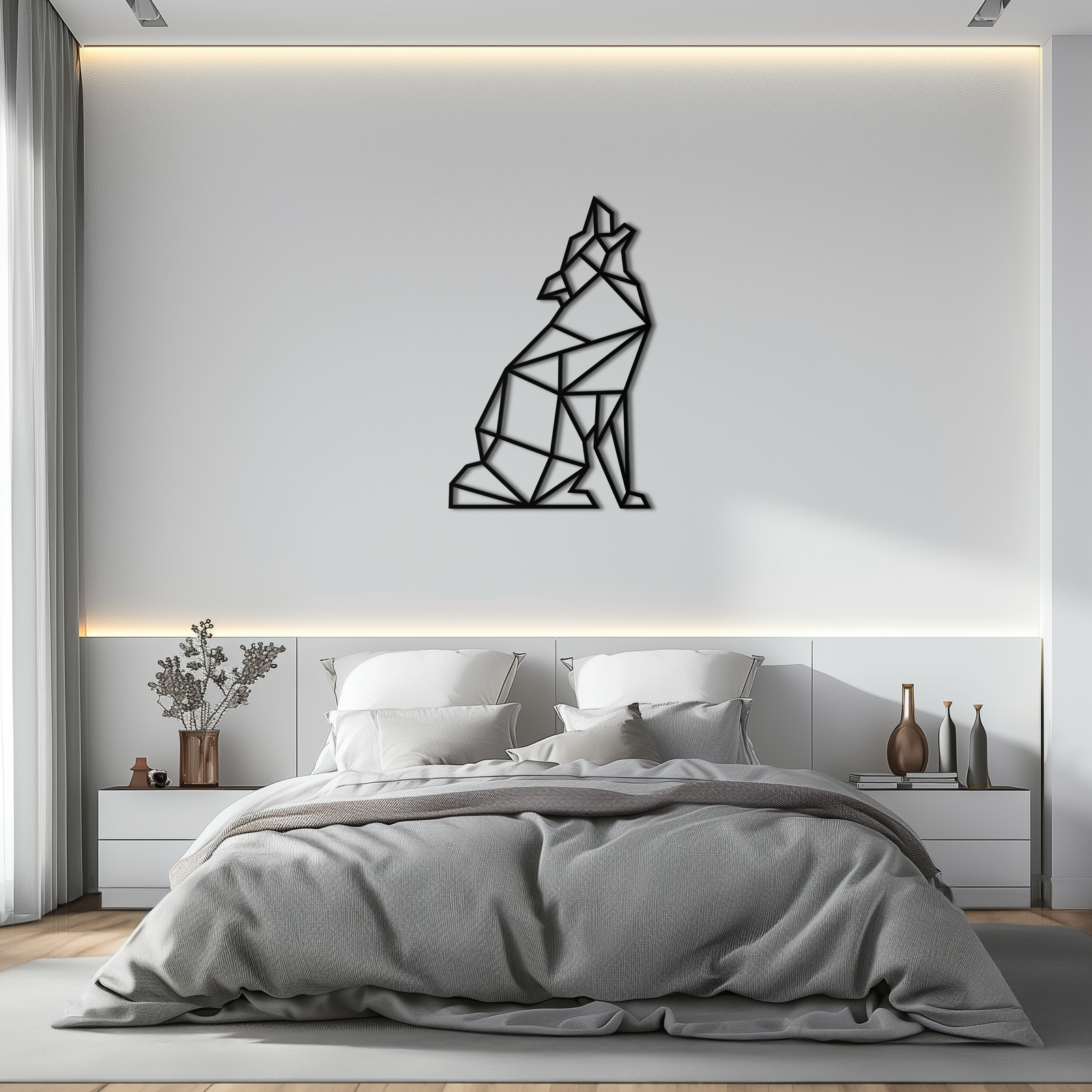 Geometric Wolf Metal Wall Art - Modern Animal Decor- KAF262