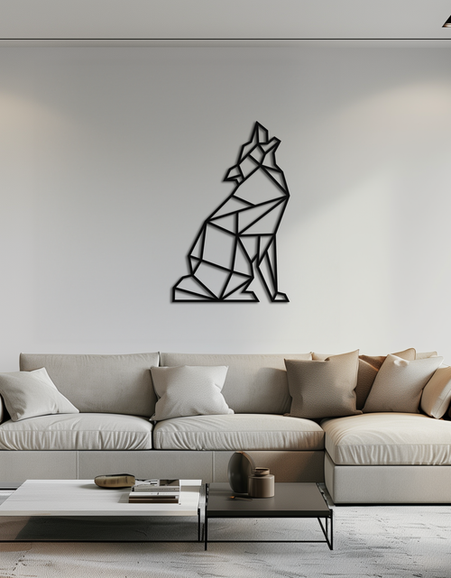 Load image into Gallery viewer, Geometric Wolf Metal Wall Art - Modern Animal Decor- KAF262
