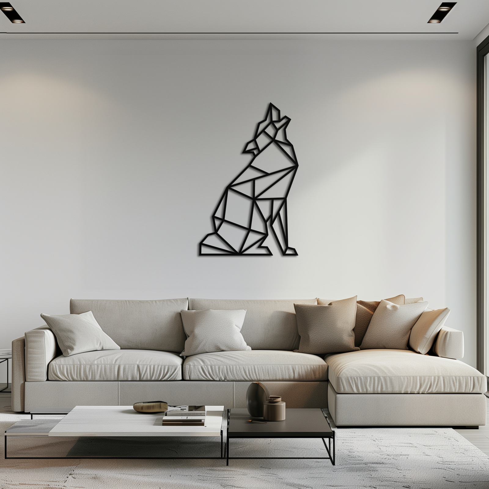 Geometric Wolf Metal Wall Art - Modern Animal Decor- KAF262