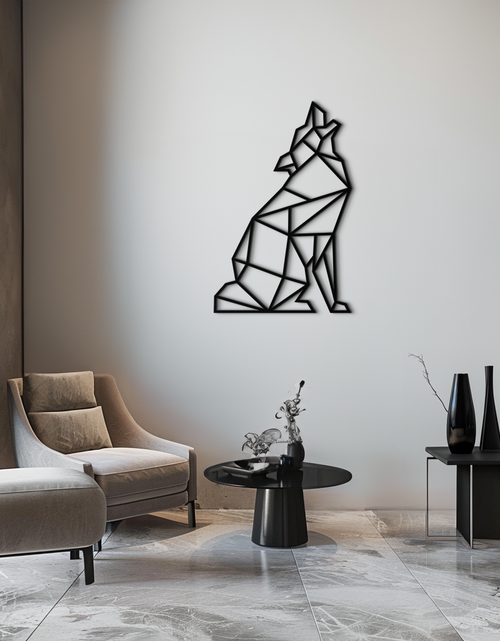 Load image into Gallery viewer, Geometric Wolf Metal Wall Art - Modern Animal Decor- KAF262
