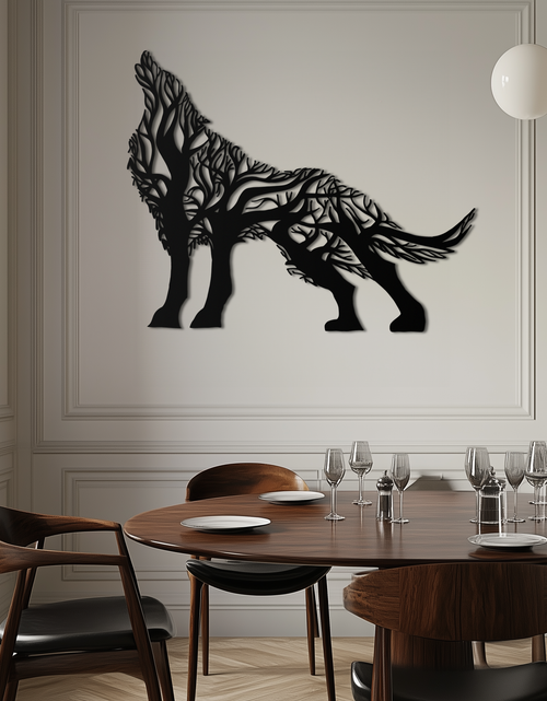 Load image into Gallery viewer, Tree Wolf Metal Wall Art - Nature-Inspired Wildlife Decor- KAF263
