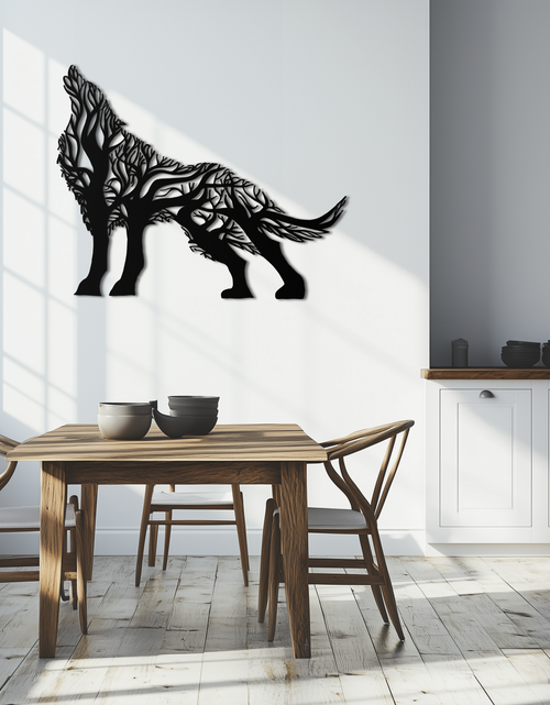 Load image into Gallery viewer, Tree Wolf Metal Wall Art - Nature-Inspired Wildlife Decor- KAF263
