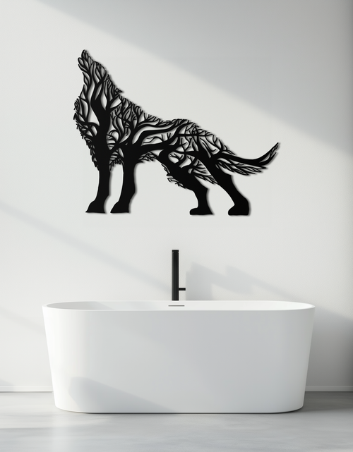 Load image into Gallery viewer, Tree Wolf Metal Wall Art - Nature-Inspired Wildlife Decor- KAF263
