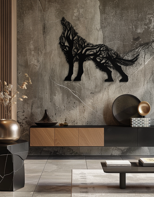Load image into Gallery viewer, Tree Wolf Metal Wall Art - Nature-Inspired Wildlife Decor- KAF263
