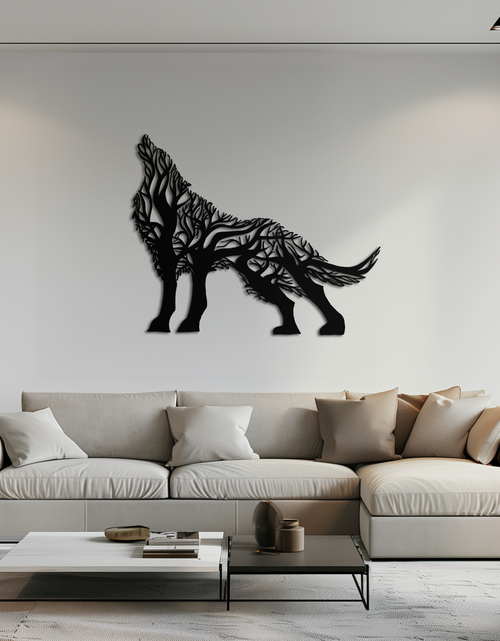 Load image into Gallery viewer, Tree Wolf Metal Wall Art - Nature-Inspired Wildlife Decor- KAF263
