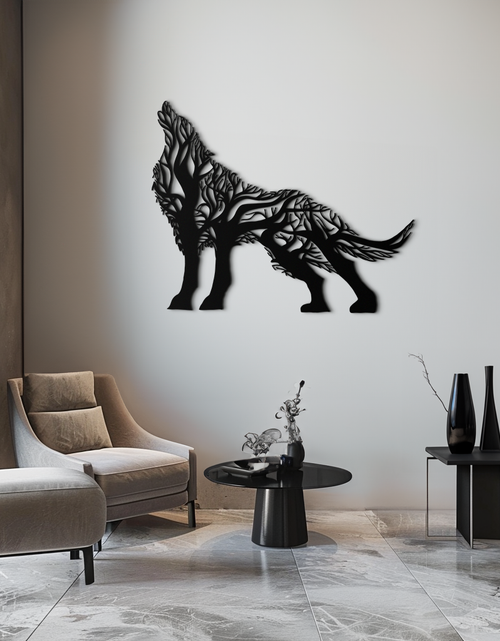 Load image into Gallery viewer, Tree Wolf Metal Wall Art - Nature-Inspired Wildlife Decor- KAF263
