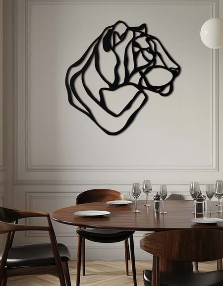 Çizgi Aslan Metal Duvar Sanatı - Modern Soyut Hayvan Dekoru- KAF264