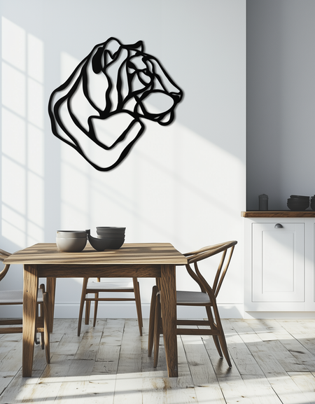 Çizgi Aslan Metal Duvar Sanatı - Modern Soyut Hayvan Dekoru- KAF264