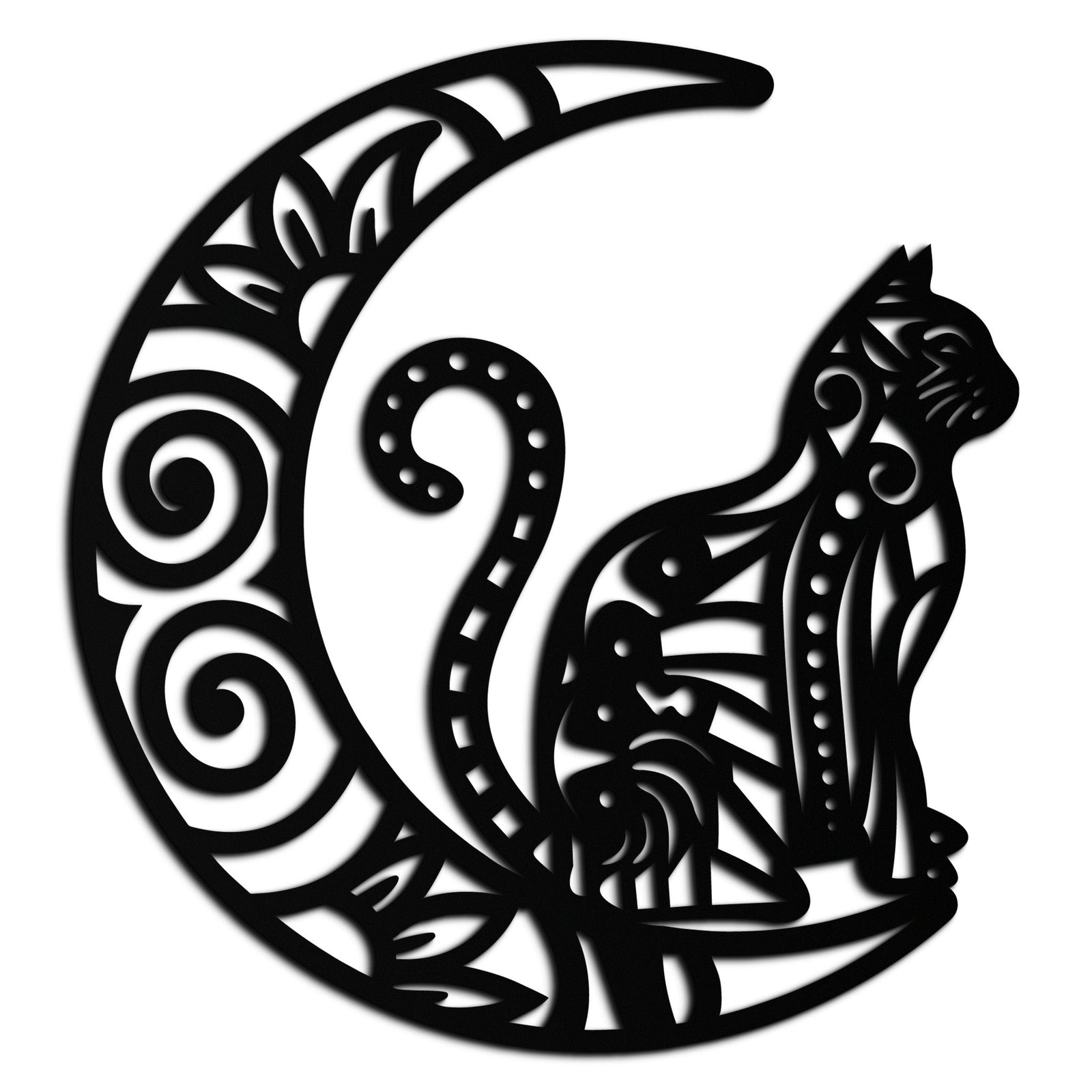 Ay ve Kedi Metal Duvar Sanatı – Mistik Kedi Dekoru - KAF266