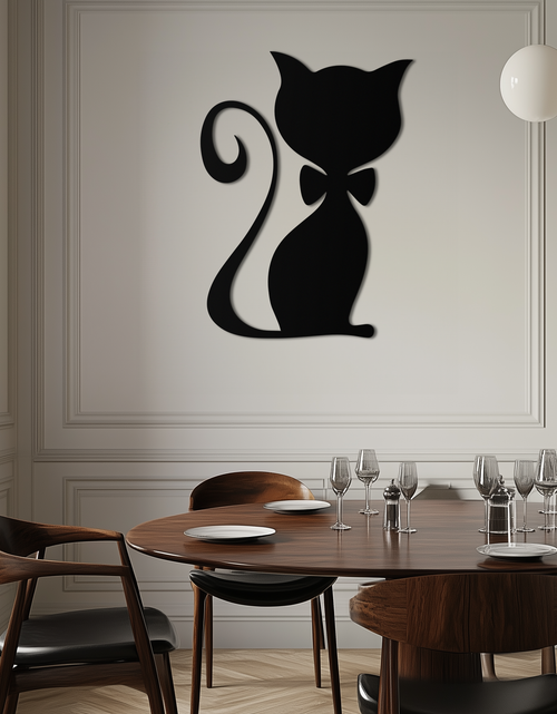 Load image into Gallery viewer, Cute Cat Metal Wall Art – Minimalist Feline Decor - KAF268
