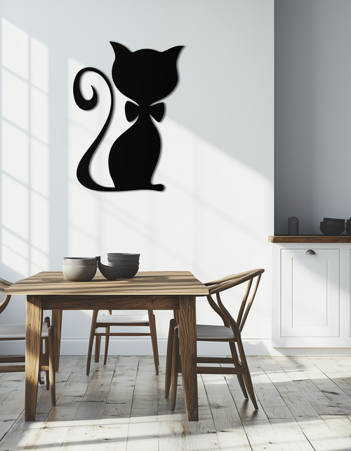 Load image into Gallery viewer, Cute Cat Metal Wall Art – Minimalist Feline Decor - KAF268
