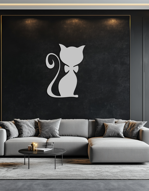 Load image into Gallery viewer, Cute Cat Metal Wall Art – Minimalist Feline Decor - KAF268
