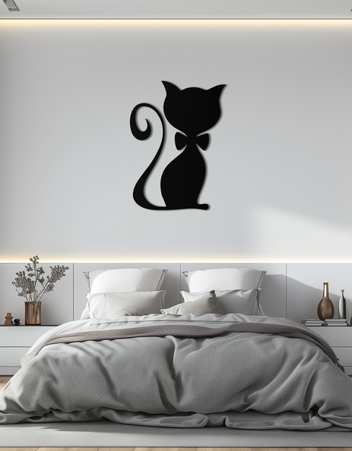 Load image into Gallery viewer, Cute Cat Metal Wall Art – Minimalist Feline Decor - KAF268
