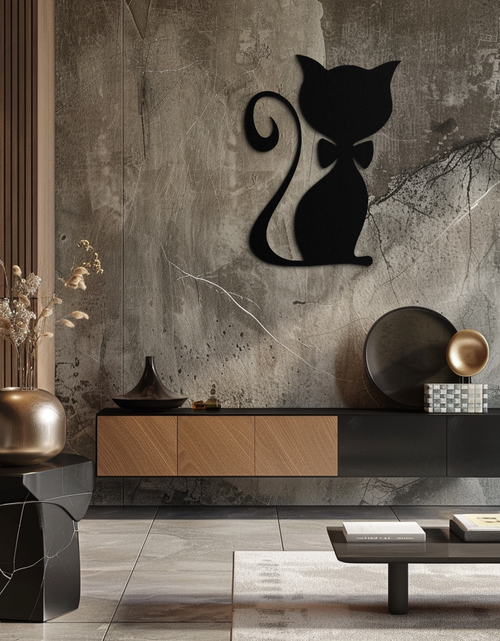 Load image into Gallery viewer, Cute Cat Metal Wall Art – Minimalist Feline Decor - KAF268

