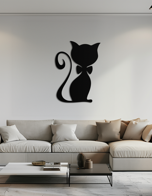 Load image into Gallery viewer, Cute Cat Metal Wall Art – Minimalist Feline Decor - KAF268
