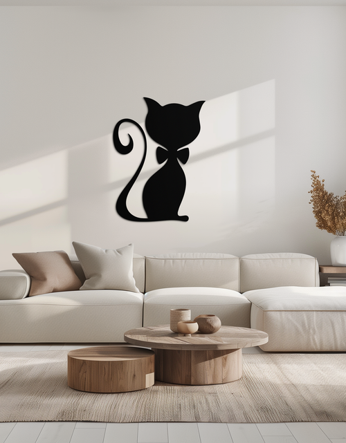 Load image into Gallery viewer, Cute Cat Metal Wall Art – Minimalist Feline Decor - KAF268
