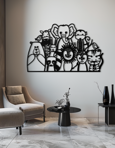 Cute Animal Metal Wall Art – Jungle & Safari Theme - KAF269
