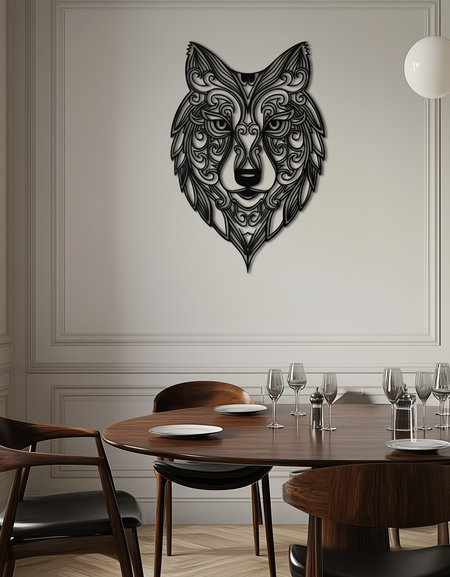 Mandala Kurt Metal Duvar Sanatı - Boho Hayvan Duvar Dekoru - KAF272