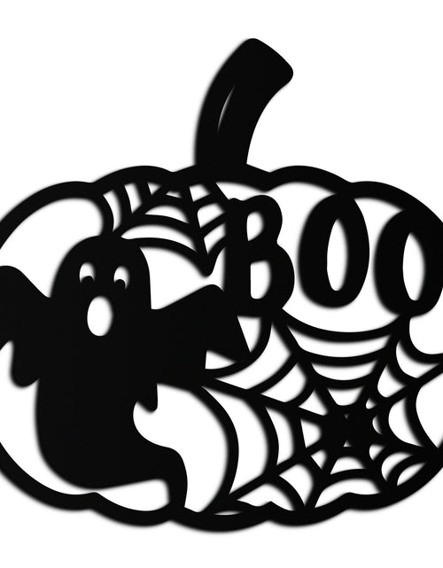 Load image into Gallery viewer, Halloween Boo Pumpkin Metal Wall Art - Spooky Halloween Decor- KAF276
