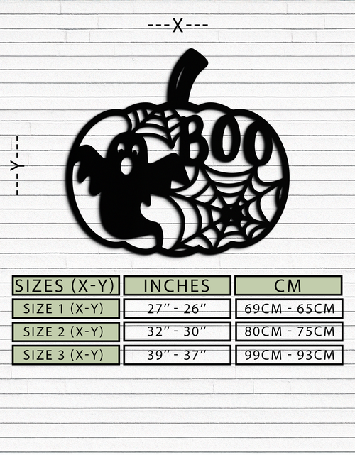 Load image into Gallery viewer, Halloween Boo Pumpkin Metal Wall Art - Spooky Halloween Decor- KAF276
