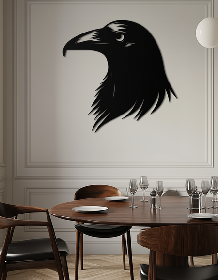 Raven Metal Duvar Sanatı - Gizemli Karga Silüeti Dekoru- KAF277