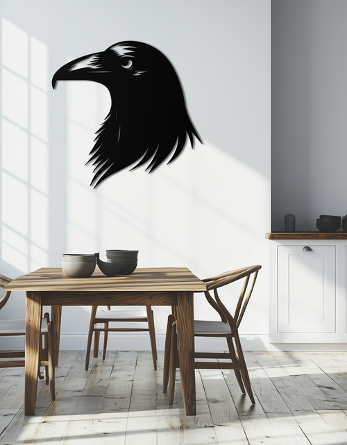 Load image into Gallery viewer, Raven Metal Wall Art - Mysterious Crow Silhouette Decor- KAF277
