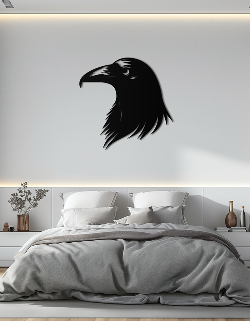 Load image into Gallery viewer, Raven Metal Wall Art - Mysterious Crow Silhouette Decor- KAF277
