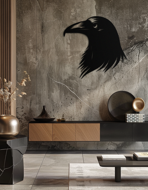 Load image into Gallery viewer, Raven Metal Wall Art - Mysterious Crow Silhouette Decor- KAF277
