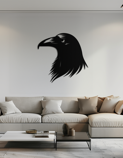 Load image into Gallery viewer, Raven Metal Wall Art - Mysterious Crow Silhouette Decor- KAF277
