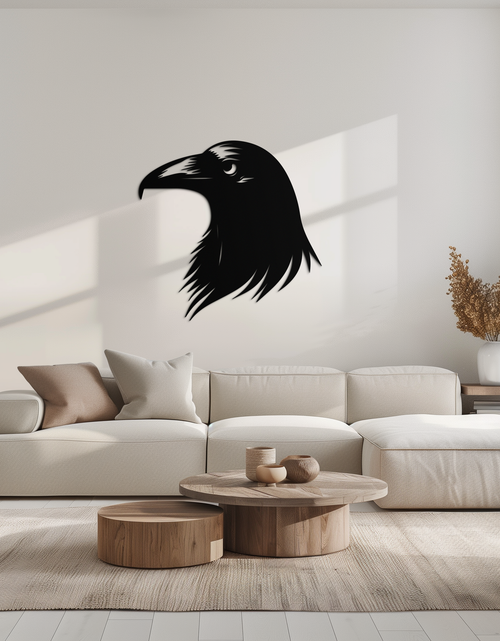 Load image into Gallery viewer, Raven Metal Wall Art - Mysterious Crow Silhouette Decor- KAF277
