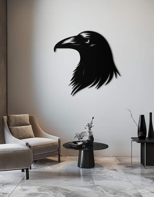 Load image into Gallery viewer, Raven Metal Wall Art - Mysterious Crow Silhouette Decor- KAF277
