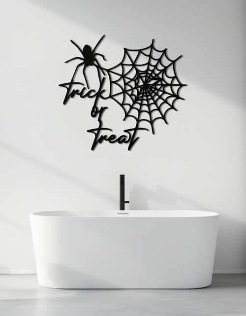 Load image into Gallery viewer, &quot;Trick or Treat&quot; Halloween Metal Wall Art – Spider Web Design- KAF278
