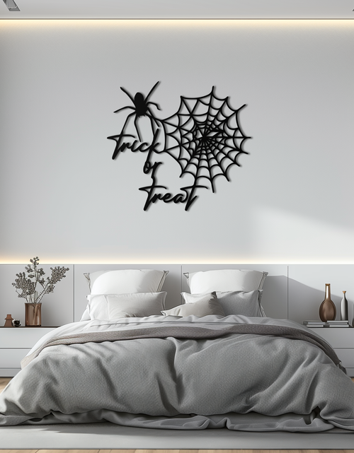 Load image into Gallery viewer, &quot;Trick or Treat&quot; Halloween Metal Wall Art – Spider Web Design- KAF278
