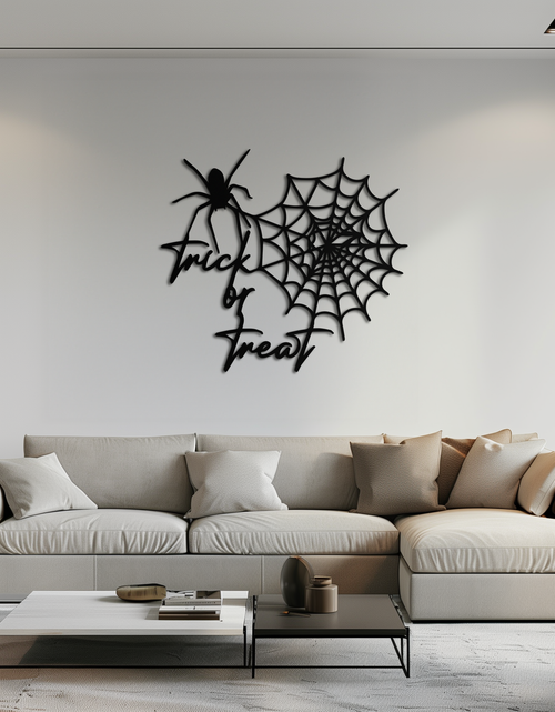 Load image into Gallery viewer, &quot;Trick or Treat&quot; Halloween Metal Wall Art – Spider Web Design- KAF278

